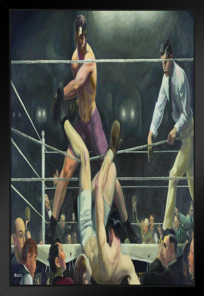 Jack Dempsey vs Luis Firpo by George Bellows Painting Jack Dempsey Boxing Poster Classic Fight Poster Boxing Painting Boxing Gym Vintage Boxing Art Man Cave Art Black Wood Framed Art Poster 14x20