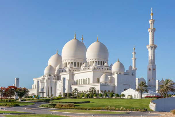 Laminated Sheikh Zayed Grand Mosque Abu Dhabi UAE Islamic Wall Art Muslim Art Islamic Wall Decor Quran Ramadan Ayatul Kursi Wall Decor Mosque Wall Art Muslim Tapestry Poster Dry Erase Wall Art 24x36