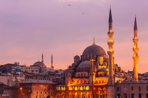 Laminated Yeni Cami Istanbul Turkey Interior Islamic Wall Art Muslim Art Islamic Wall Decor Quran Ramadan Ayatul Kursi Wall Decor Mosque Wall Art Muslim Tapestry Allah Poster Dry Erase Wall Art 24x36