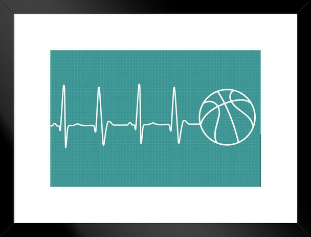 Basketball Player Heartbeat Sports Athlete Motivational Wall Art Bedroom Wall Decor Game Room Decor Basketball Is Life Dunk Boys Room Inspirational Athletic Matted Framed Art Wall Decor 20x26