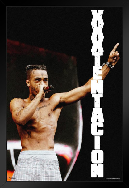 XXXtentacion Poster Concert Pointing XXXtentacion Merch Bad Vibes Forever XXX 17 Album Art Skins Trap Music Aesthetic XXXtenations Merch XXtentacion Tapestry Black Wood Framed Art Poster 14x20