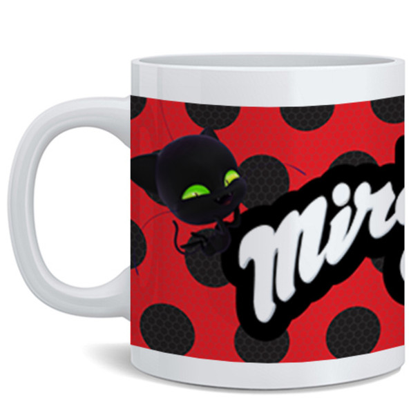 Miraculous Ladybug and Cat Noir Ladybug Pattern Spots On Logo Cartoon TV Series Movie Miraculous Ladybug Merchandise Kawaii Miraculouses Ceramic Coffee Mug Tea Cup Fun Novelty Gift 12 oz