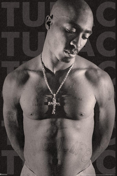 Tupac Posters 2Pac Poster Shirtless Photo with Tattoos 90s Hip Hop Rapper Posters For Room Aesthetic Mid 90s 2Pac Memorabilia Rap Posters Merchandise Merch Cool Huge Large Giant Poster Art 36x54