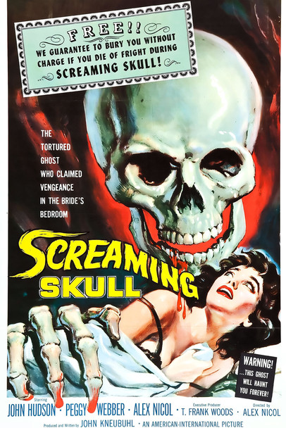 The Screaming Skull Retro Vintage Horror Movie Merchandise Spooky Halloween Decorations Halloween Decor Skeleton Pulp Horror Kitsch Theater Creepy 1958 Cool Wall Decor Art Print Poster 12x18