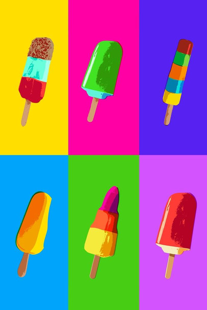 Popsicles Ice Cream Retro Pop Frozen Treats Cool Wall Decor Art Print Poster 24x36