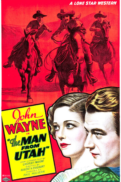 John Wayne The Man From Utah Western Movie Retro Vintage Classic Hollywood Cowboy Memorabilia Collectibles Western Decor Man Cave Decor John Wayne Movies Cool Wall Decor Art Print Poster 12x18
