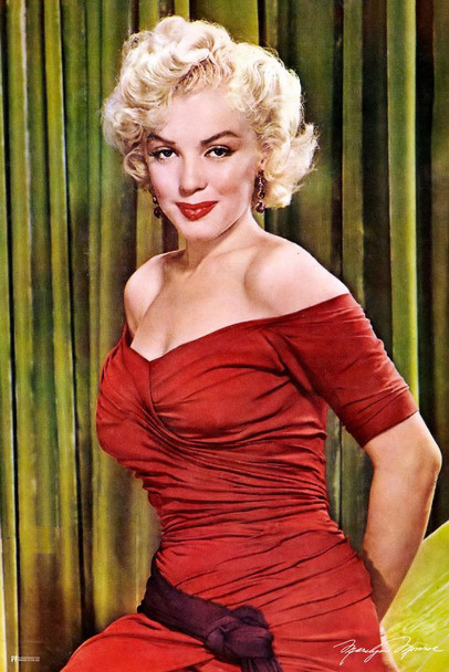 Laminated Marilyn Monroe Poster Red Dress Sexy Color Picture Image Retro Vintage Classic Hollywood Movie Star Marilyn Monroe Decor Bedroom Wall Art Poster Dry Erase Wall Art 24x36