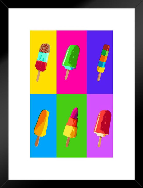 Popsicles Ice Cream Retro Pop Frozen Treats Matted Framed Wall Decor Art Print 20x26