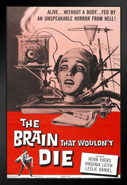 The Brain That Wouldnt Die Retro Vintage Horror Movie Merchandise Spooky Halloween Decorations Halloween Decor SciFi Science Fiction Theater Creepy Kitsch 1962 Stand or Hang Wood Frame Display 9x13