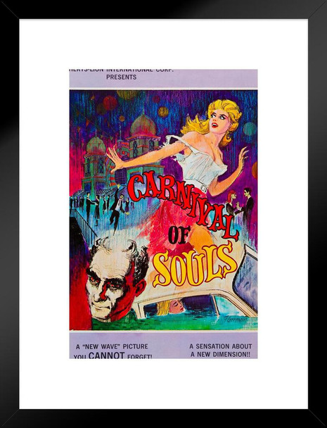 Carnival of Souls 1962 Retro Vintage Horror Movie Poster Horror Movie Merchandise Cult Classic Film Spooky Halloween Decorations Collectibles Memorabilia Matted Framed Wall Decor Art Print 20x26