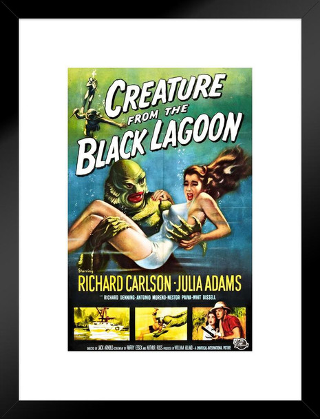Creature From The Black Lagoon Retro Vintage Horror Movie Poster Horror Movie Merchandise Horror Decor Classic Monster Spooky Scary Halloween Decorations Matted Framed Art Wall Decor 20x26