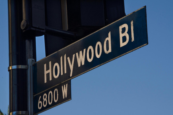 Hollywood Boulevard Street Sign Close Up Los Angeles California Photo Photograph Cool Wall Decor Art Print Poster 12x18