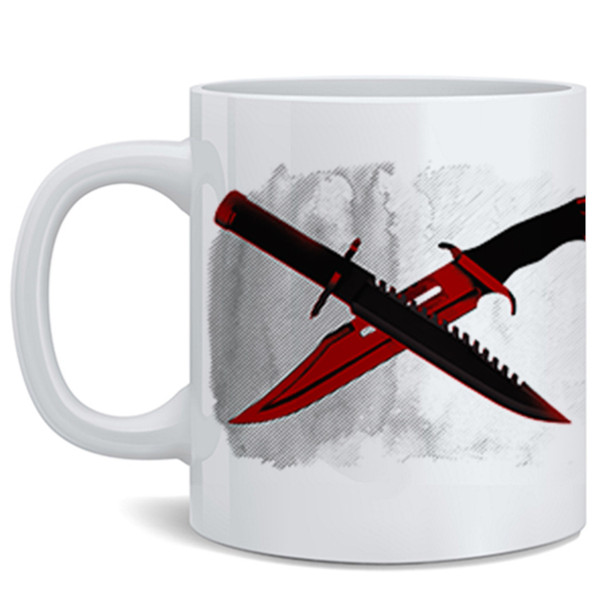 Rambo Crossed Weapons Arsenal Retro Vintage 80s Movie Theater Decor Memorabilia Action Film Sylvester Stallone Series Collection Classic War Ceramic Coffee Mug Tea Cup Fun Novelty Gift 12 oz