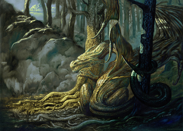 Fosc Dragon In Forest Woods by Ciruelo Fantasy Painting Gustavo Cabral Cool Wall Art Print Poster 12x18
