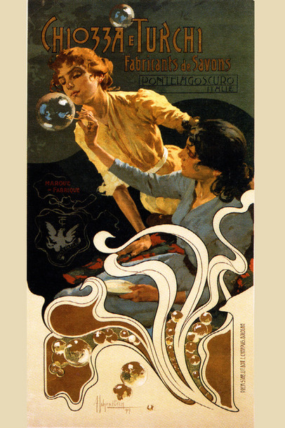 Chiozza Turchi Soap Italy Vintage Illustration Art Deco Vintage French Wall Art Nouveau 1920 French Advertising Vintage Poster Prints Art Nouveau Decor Cool Wall Decor Art Print Poster 12x18
