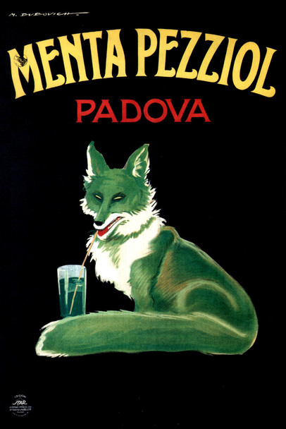 Menta Pezziol Padova Vintage Illustration Art Deco Liquor Vintage French Wall Art Nouveau Booze Poster Print French Advertising Vintage Art Prints Cool Wall Art Print Poster 12x18
