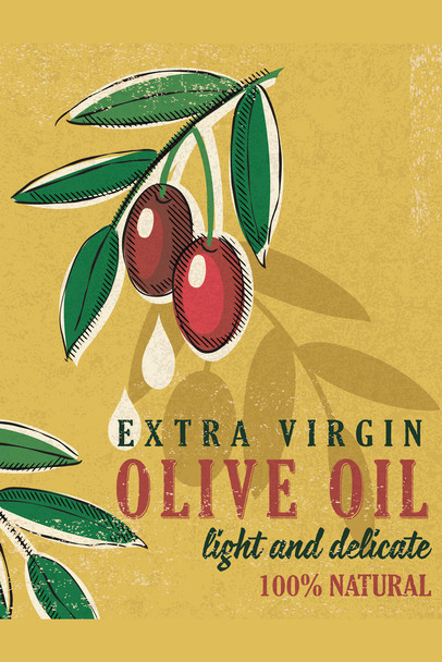 Extra Virgin Olive Oil Light and Delicate Vintage Style Advertisement Cool Wall Decor Art Print Poster 12x18