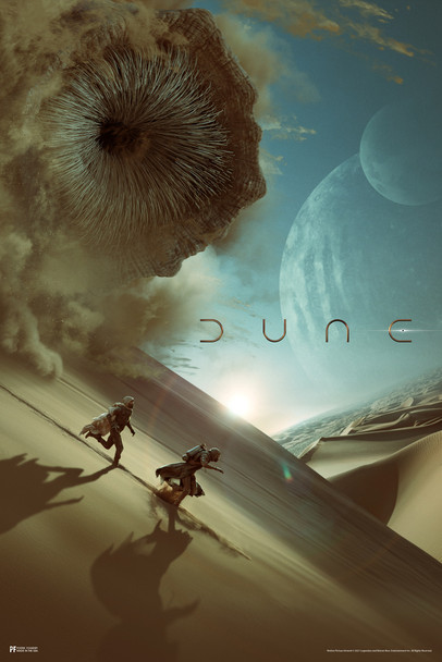 Dune Movie Poster Running From Sandworm Paul Atreides Timothee Chalamet Official Merchandise 2021 Movie Merch Denis Villeneuve Film Frank Herbert Book Series Cool Wall Decor Art Print Poster 12x18