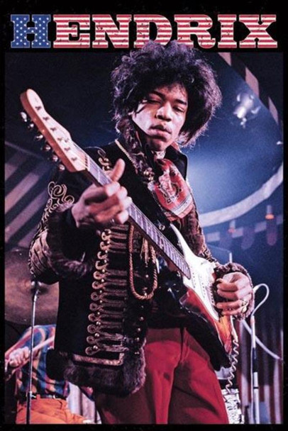 Jimi Hendrix Stars And Stripes Rock Roll Electric Guitarist Singer Songwriter Music Poster 24x36