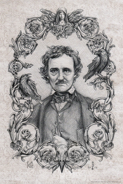 Edgar Allan Poe Drawing by Brigid Ashwood Cool Wall Decor Art Print Poster 12x18