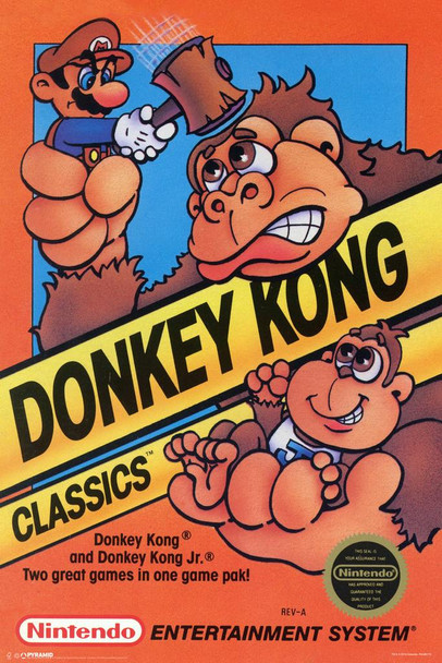 Donkey Kong Classics Super Ninetendo NES Video Game Series Box Art Mario Print Stretched Canvas Art Wall Decor 16x24