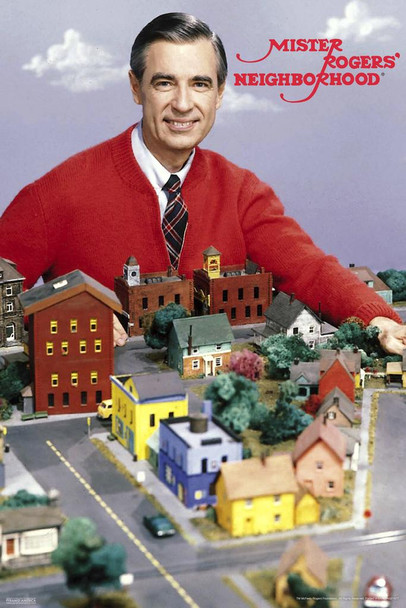 Mister Rogers Neighborhood Fred With Town Model Houses Family TV Show Stretched Canvas Art Wall Decor 16x24