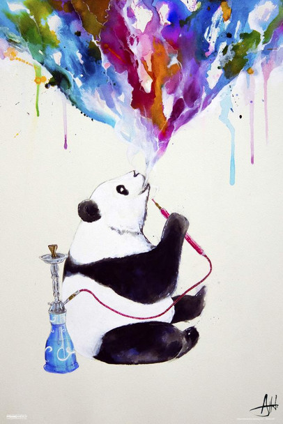 Marc Allante Chai Hookah Panda Stretched Canvas Art Wall Decor 16x24