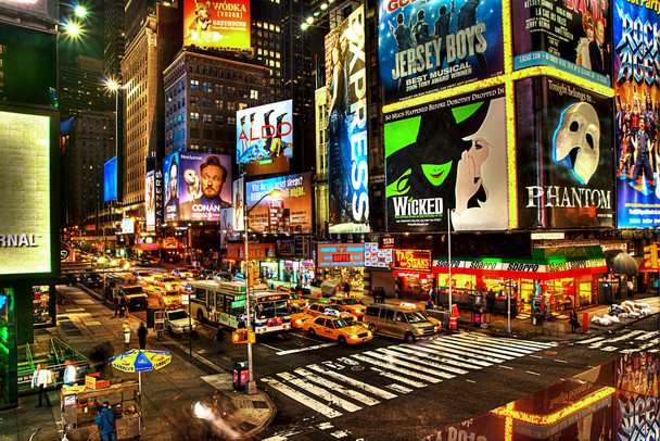 Precious Broadway Midtown Manhattan New York City NYC Illuminated Photo Photograph Cool Wall Decor Art Print Poster 18x12