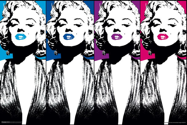 Marilyn Monroe Color Lips Pop Art Hollywood Glamour Celebrity Actress Stretched Canvas Art Wall Decor 16x24