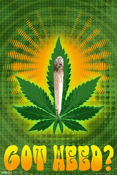 Got Weed Marijuana Leaf Joint Psychedelic Trippy Vintage 70s Weed Dope Mary Jane 420 Stretched Canvas Art Wall Decor 16x24