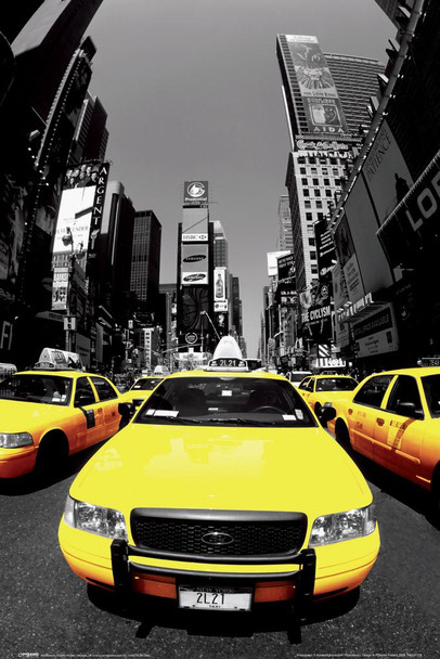 Yellow Cabs NYC Photography Stretched Canvas Art Wall Decor 16x24