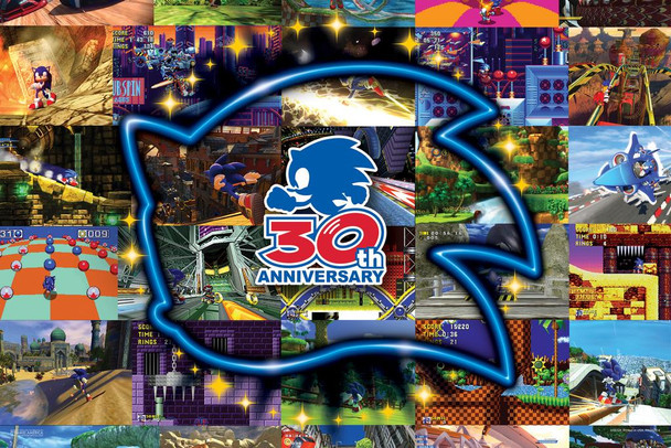 Sonic the Hedgehog 30th Anniversary Screenshots Sega Video Game Retro Classic Gamer Stretched Canvas Art Wall Decor 16x24