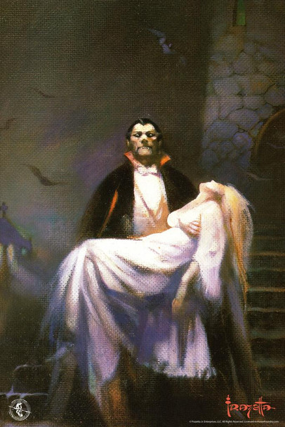 Frank Frazetta Dracula's Bride Horror Fantasy Artwork Vampire Monster Classic Retro Vintage Movie Spooky Scary Halloween Decorations Cool Wall Art Print Poster 16x24