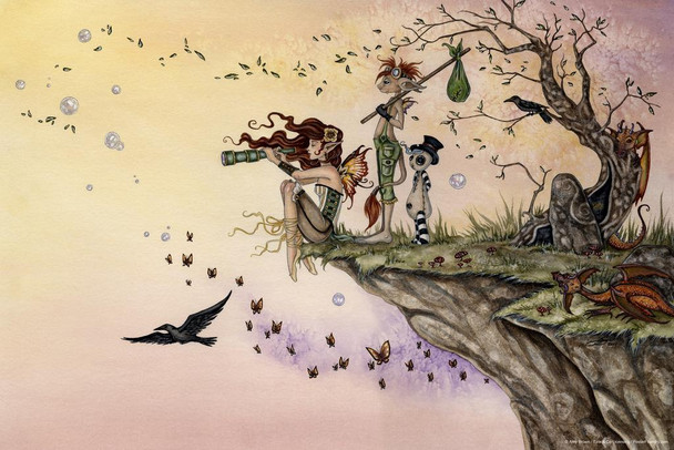 Where The Wind Takes You Fairy Elf Travelers by Amy Brown Fantasy Poster Nature Magical Cool Wall Decor Art Print Poster 16x24