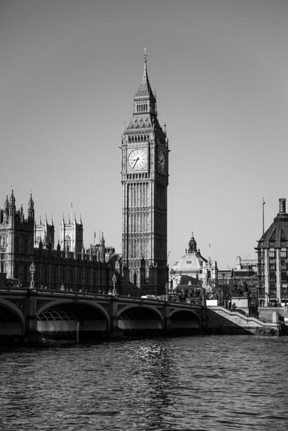 London Big Ben House of Parliament in Black and White Photo Photograph Cool Wall Decor Art Print Poster 16x24