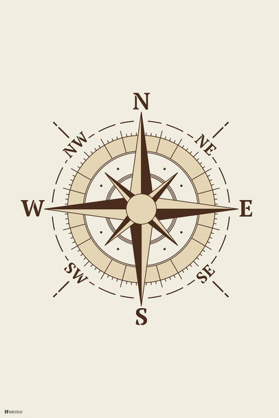 Nautical Compass North South East West Direction Poster Navigation Ship Boat Travel Directions Symbol Cool Wall Decor Art Print Poster 16x24