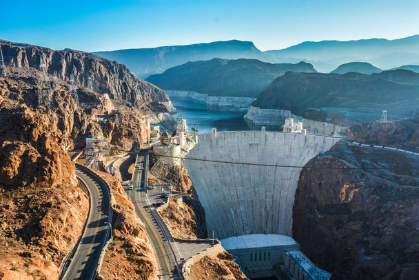 Hoover Dam in the Early Morning Light Photo Photograph Cool Wall Decor Art Print Poster 24x16