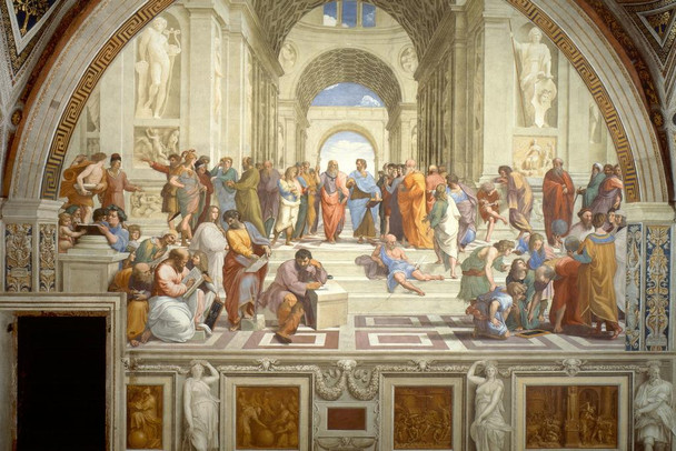 Raphael School of Athens Renaissance Painting Classical Philosopher Socrates Aristotle Greek Philosophy Painter Cool Wall Decor Art Print Poster 24x16