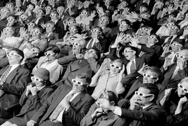 3D Movie Viewers in Theater Wearing 3D Glasses Photo Photograph Cool Wall Decor Art Print Poster 24x16