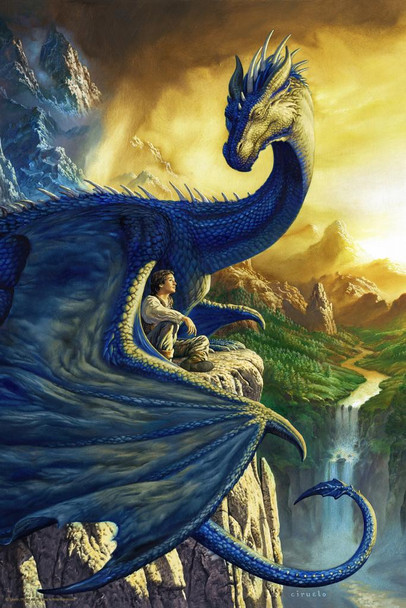 Eragon Dragon With Boy by Ciruelo Artist Painting Fantasy Cool Wall Decor Art Print Poster 16x24