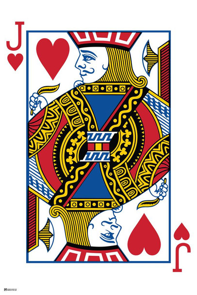 Jack of Hearts Playing Card Art Poker Room Game Room Casino Gaming Face Card Blackjack Gambler Cool Wall Decor Art Print Poster 16x24