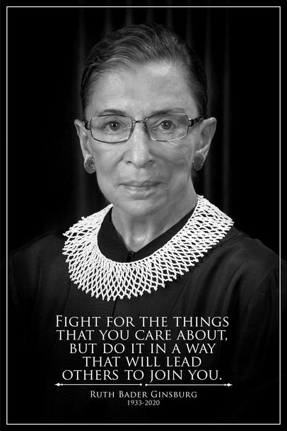 Ruth Bader Ginsburg Quote Fight For the Things You Believe In RIP RBG Tribute Supreme Court Judge Justice Feminist Political Inspirational Motivational Cool Wall Decor Art Print Poster 16x24