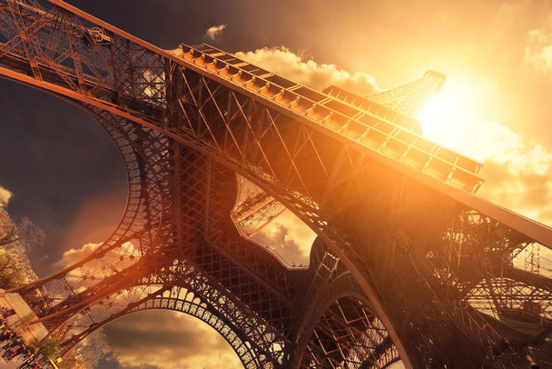 Sunlight and the Eiffel Tower Paris France Photo Photograph Cool Wall Decor Art Print Poster 24x16