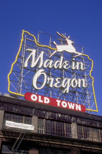 Made in Oregon Sign Old Town District Portland Photo Photograph Cool Wall Decor Art Print Poster 16x24