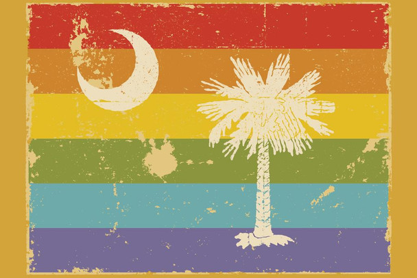 South Carolina Gay Pride LGBT Rainbow Flag Cool Wall Decor Art Print Poster 24x16