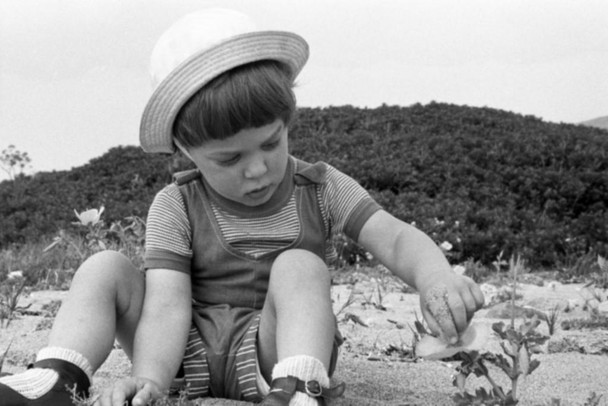 Playing on the Beach Black and White B&W Archival Photo Photograph Cool Wall Decor Art Print Poster 24x16