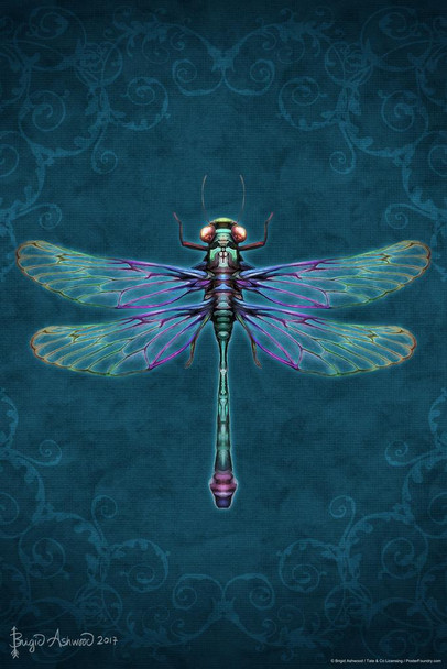 Damask Dragonfly by Brigid Ashwood Insect Wall Art Dragonfly Print Dragonfly Pictures Wall Decor Insect Art Dragonfly Decor Cool Wall Decor Art Print Poster 16x24