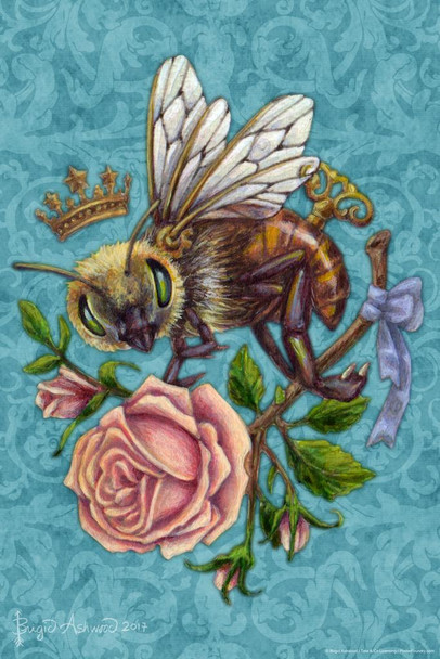 Bee Love by Brigid Ashwood Fantasy Insect Wall Art Bumble Bee Print Bumblebee Pictures Wall Decor Insect Art Bee Decor Insect Poster Cool Wall Decor Art Print Poster 16x24