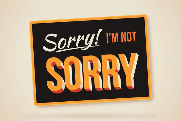 Sorry Im Not Sorry Humorous Sign Cool Wall Decor Art Print Poster 24x16