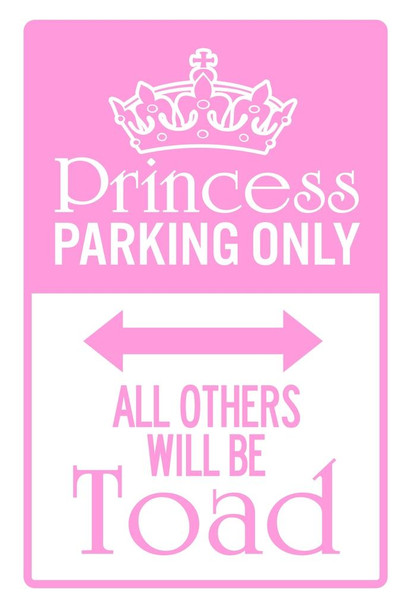 Princess Parking Only All Others Will Be Toad Sign Pink Cool Wall Decor Art Print Poster 16x24